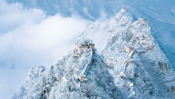 Neve sulla Grande Muraglia Cinese, Cina