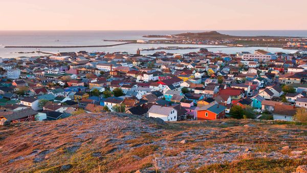 Saint Pierre panorama at sunrise, Saint Pierre and Miquelon