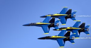 Blue Angels in close formation --Science Faction / SuperStock &copy; (Bing United States)