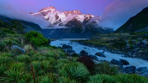 ｢マウント・クック国立公園から見たアオラキのセフトン山｣ニュージーランド, 南島 (© AWL Images/Danita Delimont)(Bing Japan)