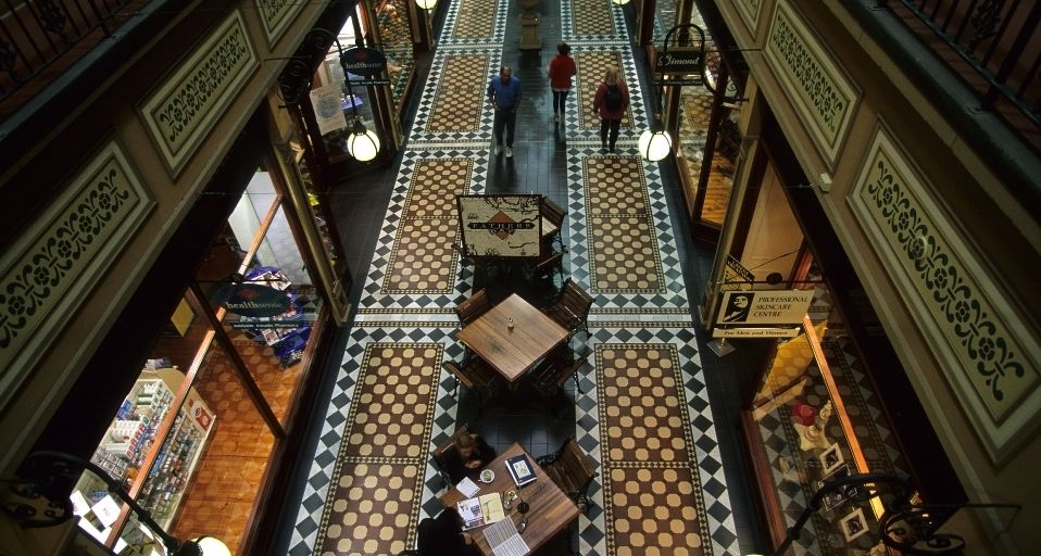 The shopping mall of the Adelaide Arcade in the centre of Adelaide, Adelaide, South Australia, Australia