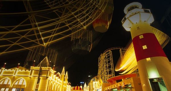 Australia, New South Wales, Sydney, Luna Park, night, low angle view