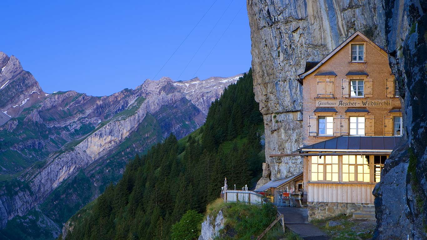 Berggasthaus Aescher-Wildkirchli, Alpstein, Kanton Appenzell Innerrhoden, Schweiz