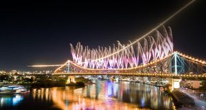 The opening spray of fireworks off the Story Bridge, Brisbane  -- David de Groot/Flickr/Getty Images &copy; (Bing Australia)