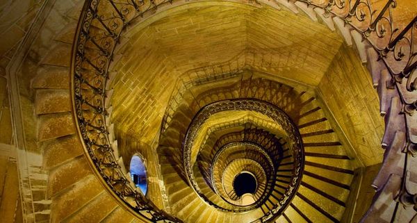 Staircase in Basilica of Notre-Dame de Fourvière in Lyon,  France