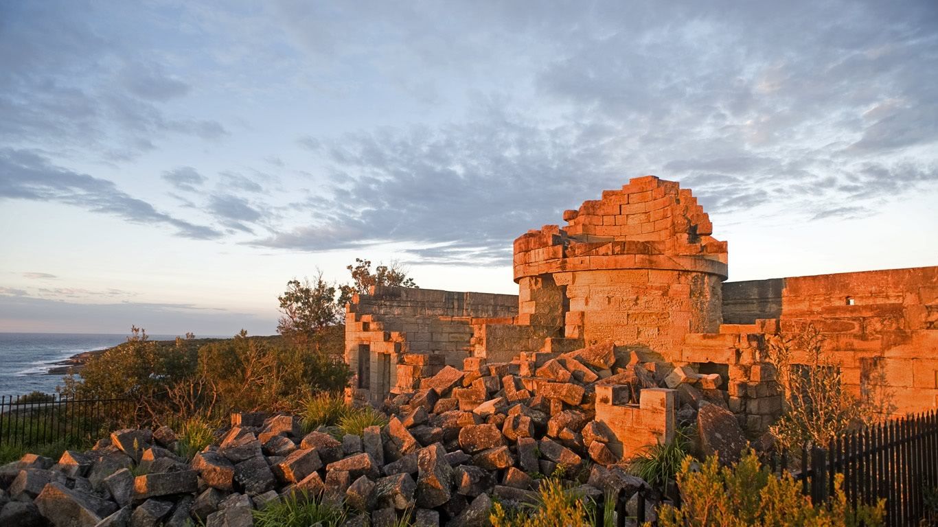 Remains of historic Cape St George lighthouse in Booderee National Park, New South Wales