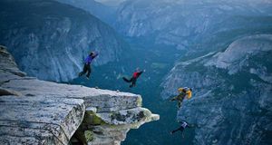 BASE jumpers, Half Dome, Yosemite -- Lynsey Dyer/National Geographic &copy; (Bing United States)