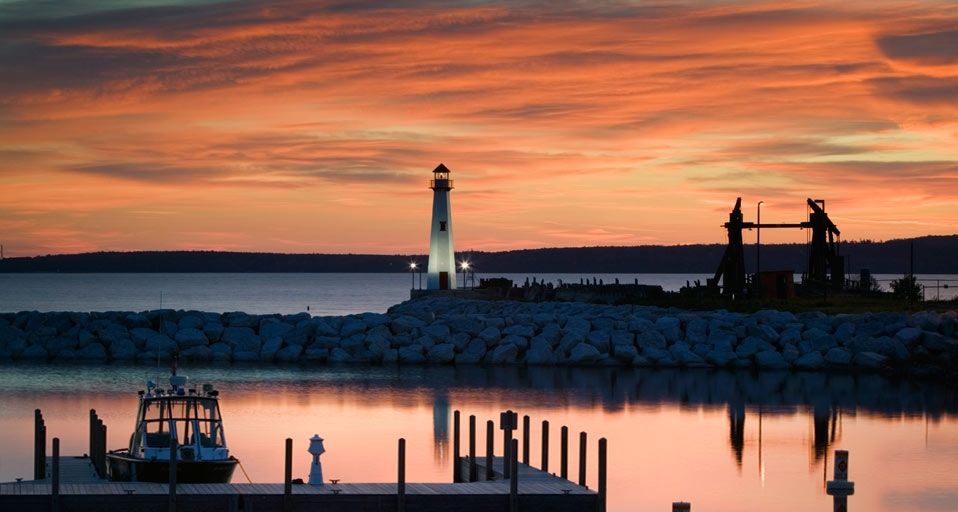 Wawatam Light in St. Ignace on Lake Huron, Upper Peninsula, Michigan
