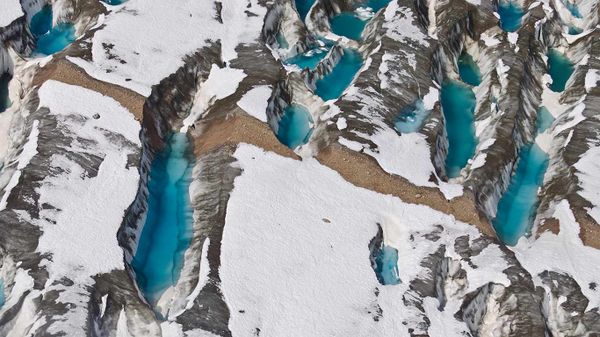 Glacier with lakes, St Elias Range, Yukon