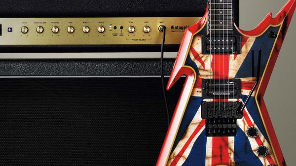 An electric guitar and amplifier