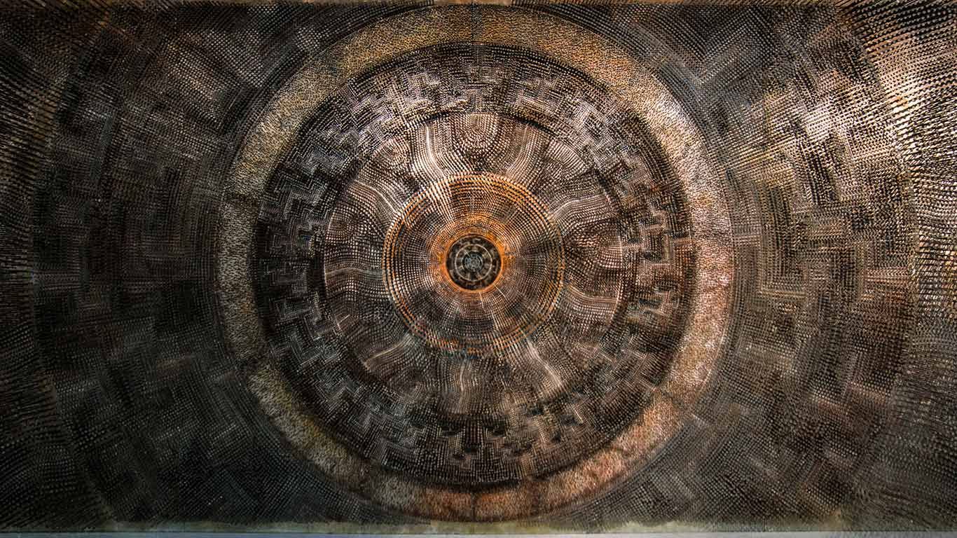 Mural created from nails, Toronto City Hall, Ontario, Canada