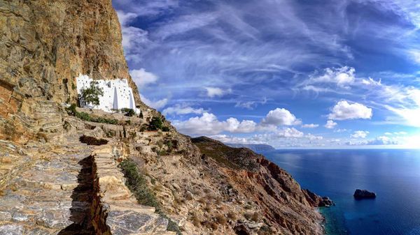 The monastery of Panagia Hozoviotissa on Amorgos island, Greece