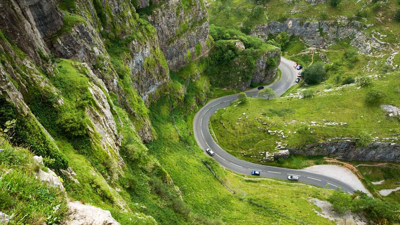 A road winding through Cheddar Gorge, Somerset