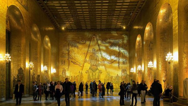 Golden Hall in Stockholm City Hall for today\'s Nobel Prize Award ceremonies