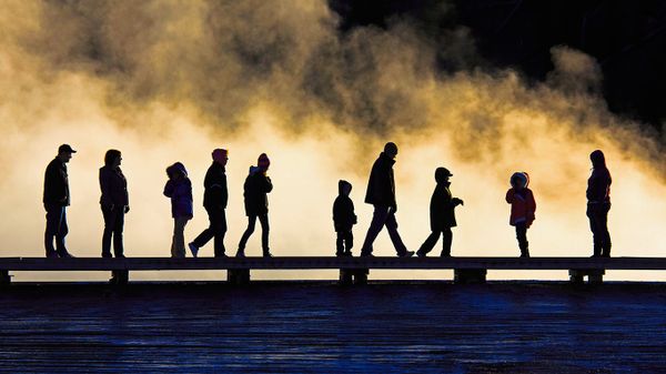Visitors in Yellowstone National Park, United States