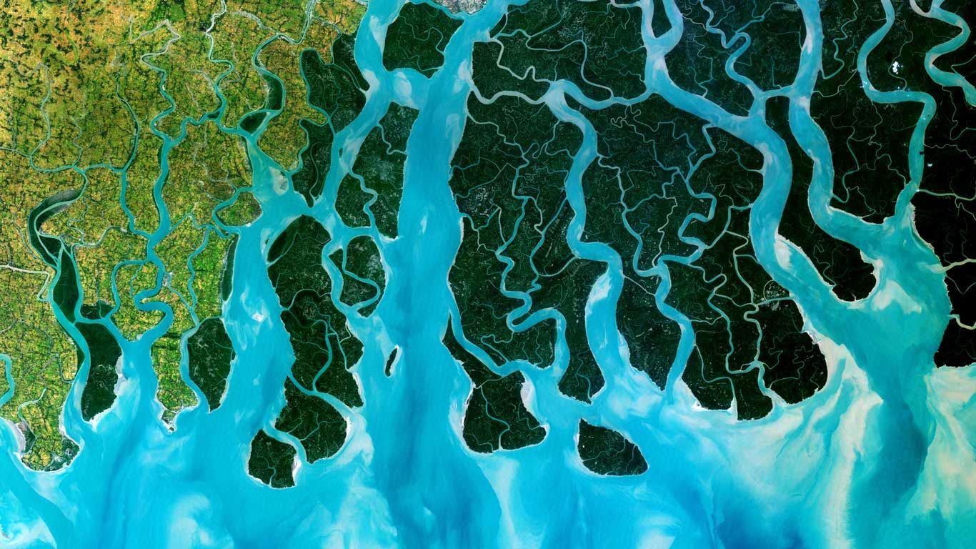 Satellite photo of the Ganges Delta, India and Bangladesh