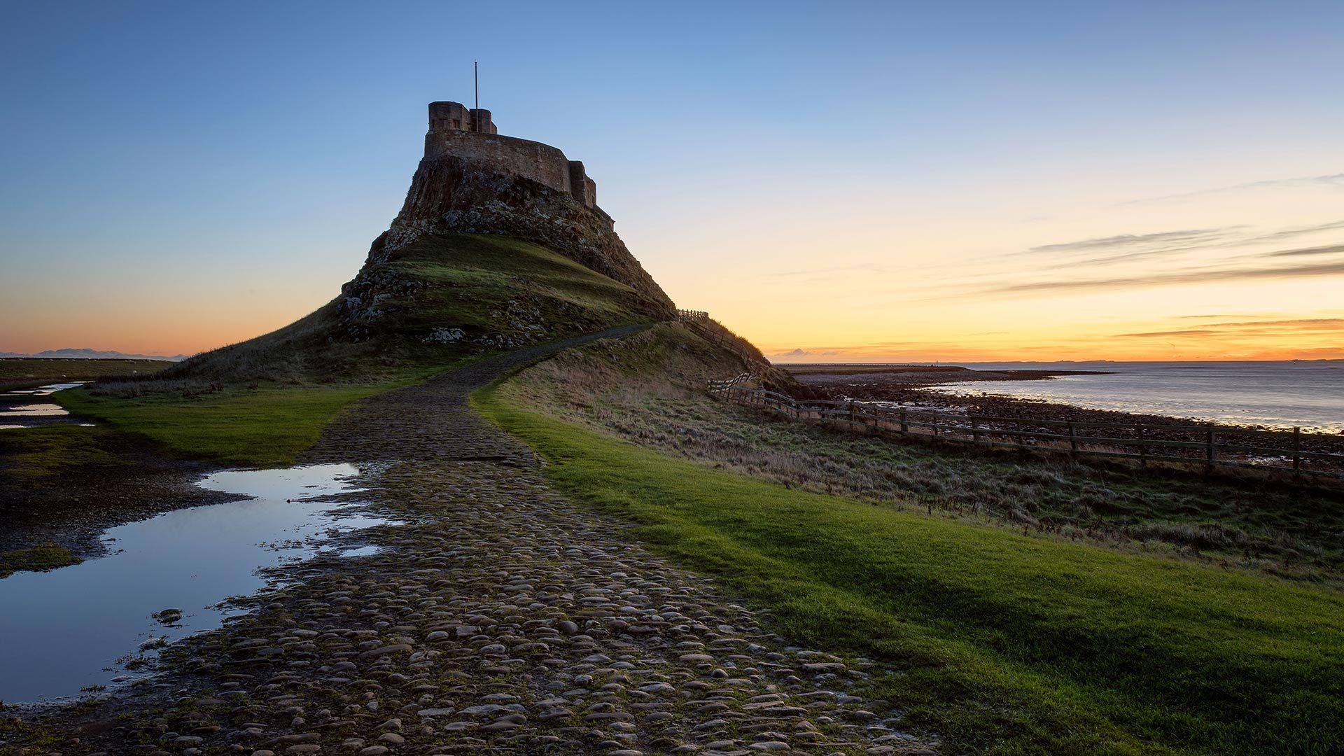 Lindisfarne Castle at dawn, Northumberland