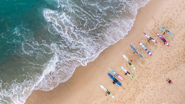 Surfers at Bronte Beach, near Sydney, Australia
