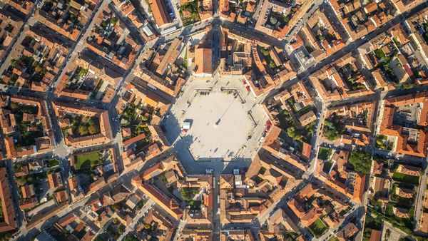 Veduta aerea di Palmanova, una città-fortezza in Friuli, Italia