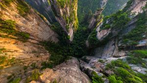 張家界国家森林公園, 中国 湖南省 (© Amazing Aerial Premium/Shutterstock)(Bing Japan)