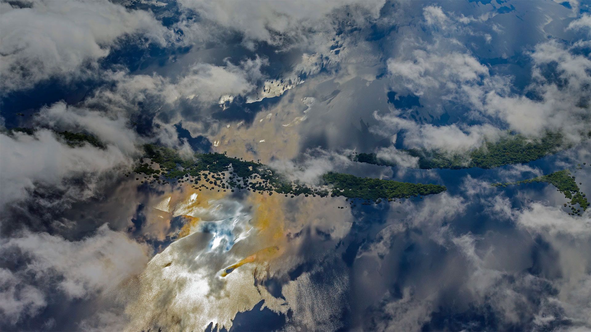 Aerial of the Amazon River Basin near Manaus, Brazil