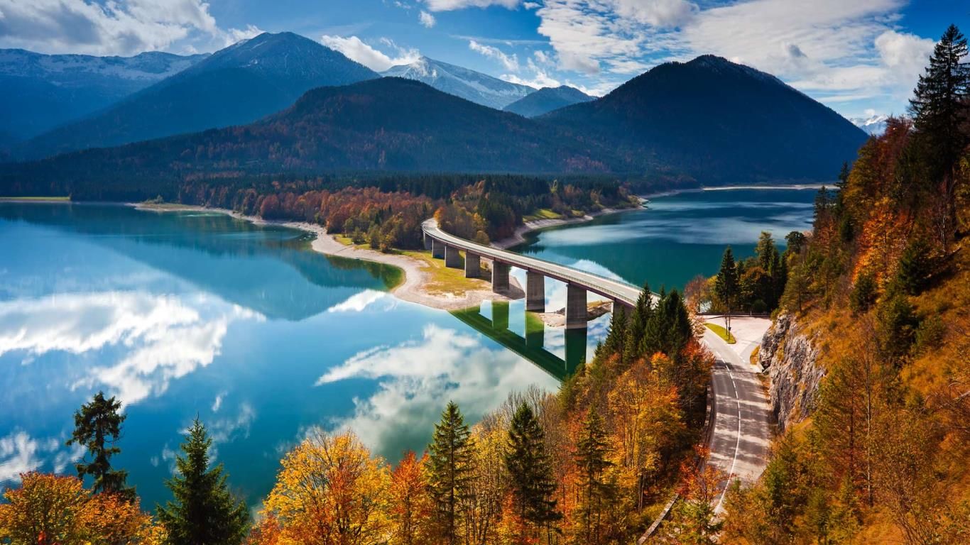 Bridge over Sylvenstein Lake in Upper Bavaria, Germany