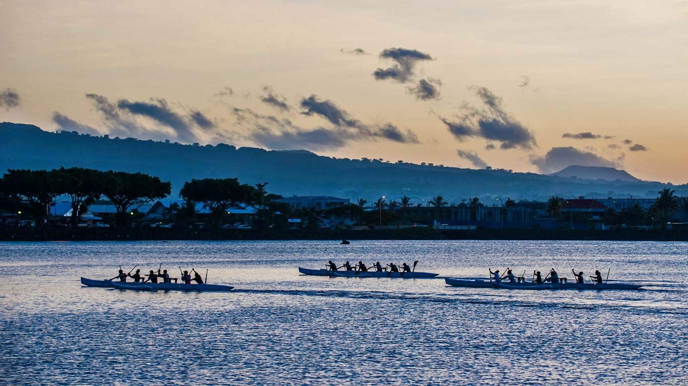 Canoes in Apia Harbour at Apia, Samoa