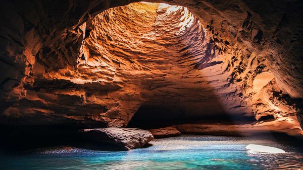 Cave interior at Magdalen Islands, Quebec, Canada