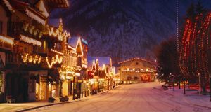 Christmas Lighting Festival in the Bavarian style village  of Leavenworth, Washington -- Connie Coleman/Photolibrary &copy; (Bing United States)