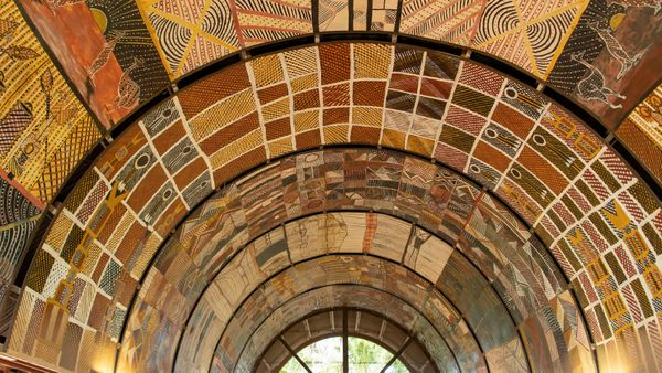 Indigenous artwork, Ngaruwanajirri Art Centre, Wurrumiyanga, Bathurst Island, Australia