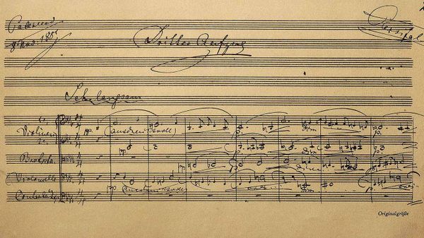 Partiturseite zur Oper Parsifal von Richard Wagner, Richard-Wagner-Museum, Bayreuth, Bayern, Deutschland