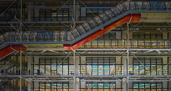 Exterior of the Pompidou Centre modern art museum in Paris, France