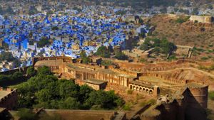 View of the blue city, Jodhpur, from Mehrangarh Fort, Rajasthan, India (© Kelly Cheng Travel Photography/Getty Images)(Bing New Zealand)