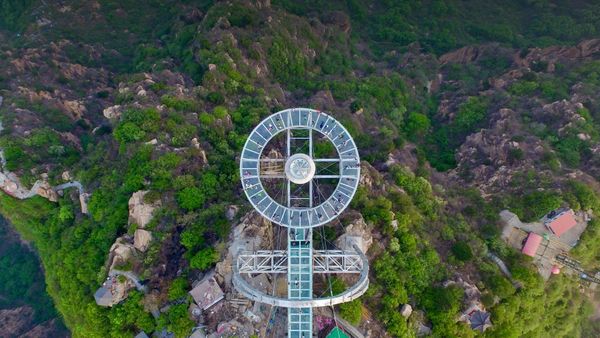 Glass sightseeing platform in Shilinxia Scenic Area, Pinggu District of Beijing, China