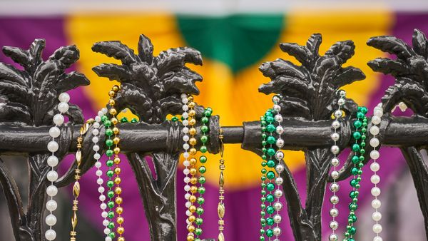 Mardi Gras beads in the Marigny, New Orleans, USA