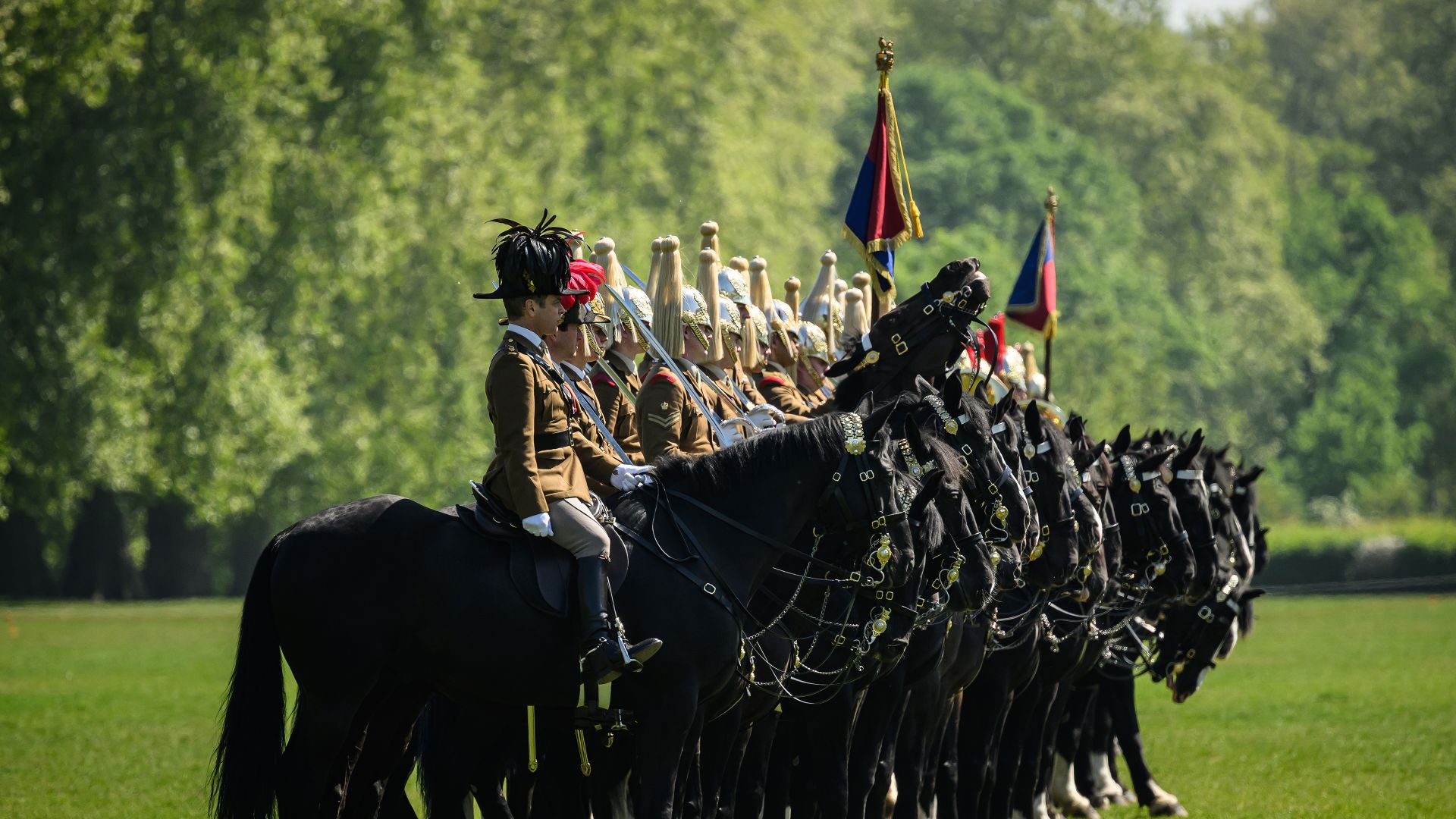 Members of the Household Cavalry Mounted Regiment at Hyde Park, London