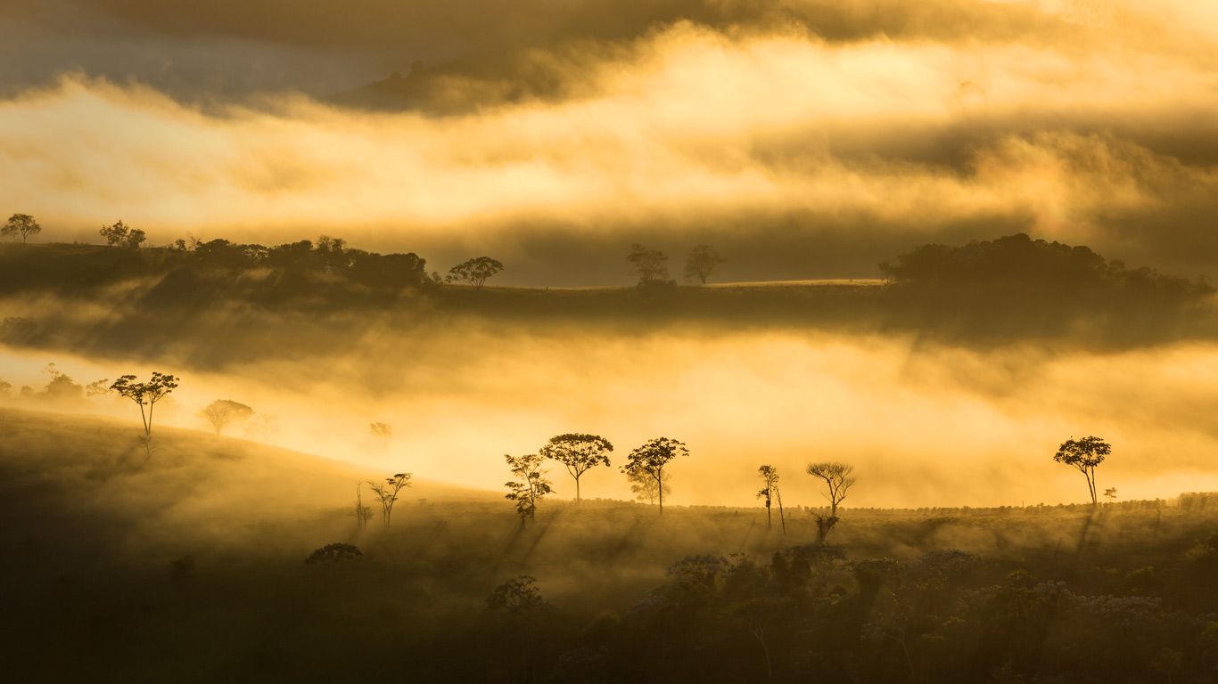 Fog over the mountains in Minas Gerais state, Brazil