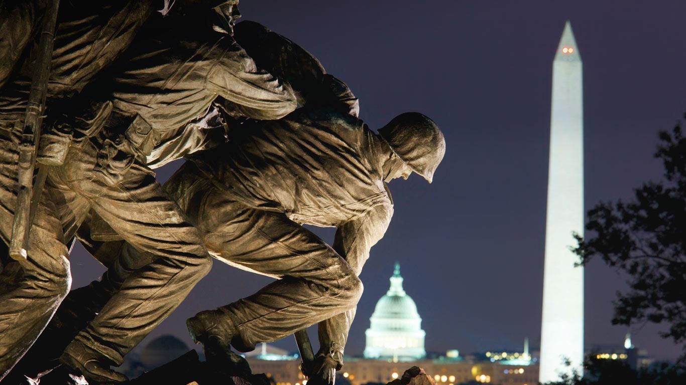 Marine Corps War Memorial in Arlington, Virginia