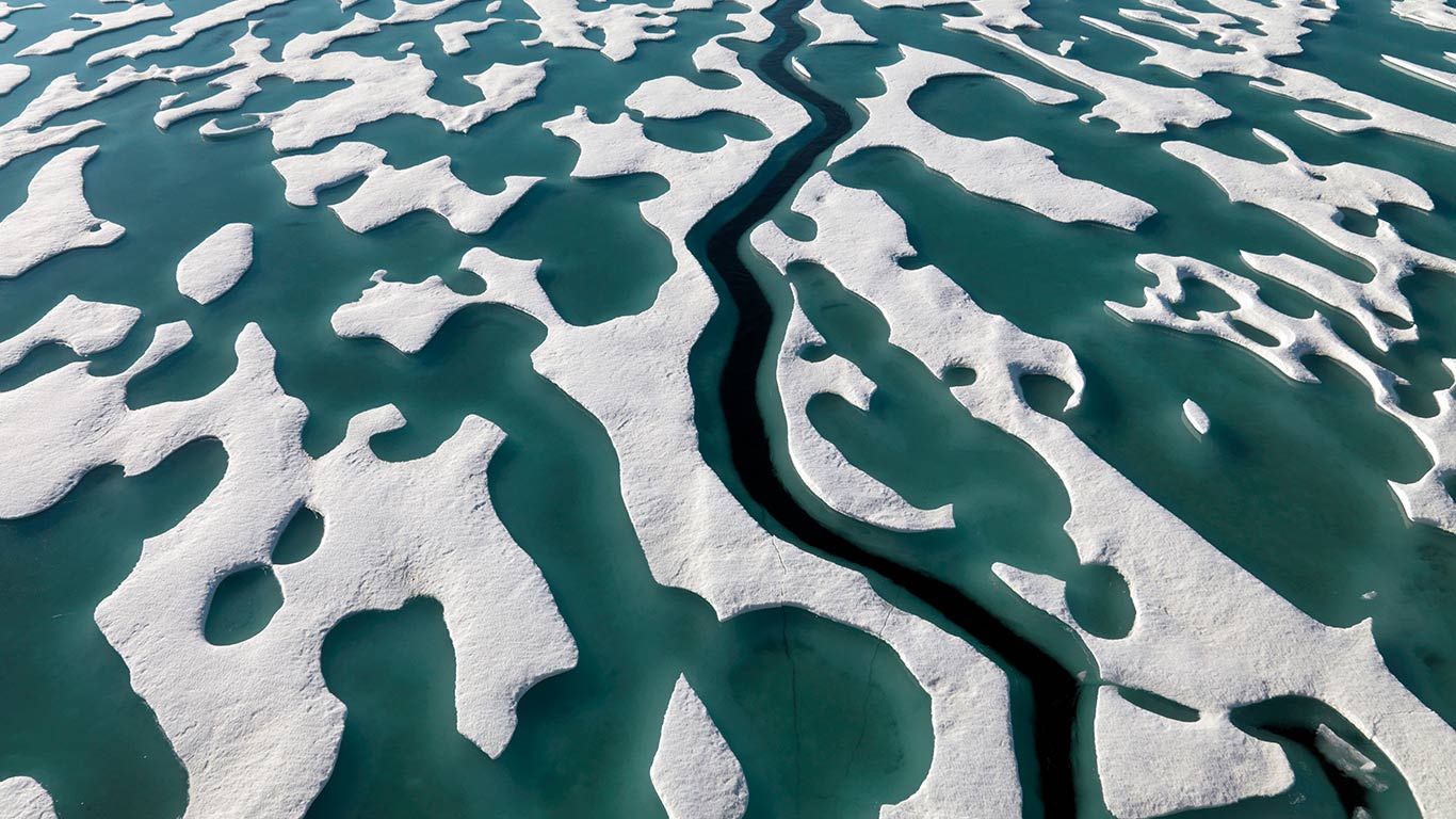 One-year polar ice from icebreaker, Ellesmere Island, Nunavut, Canada