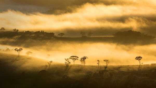 Fog over the mountains in Minas Gerais state, Brazil
