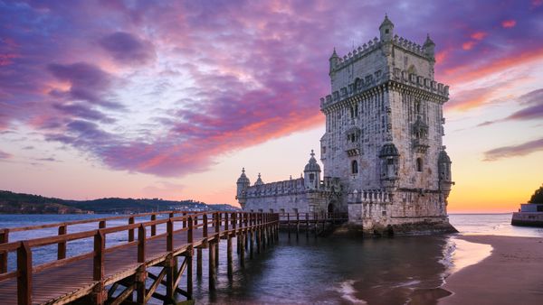 Belém Tower on the bank of the Tagus River, Lisbon, Portugal