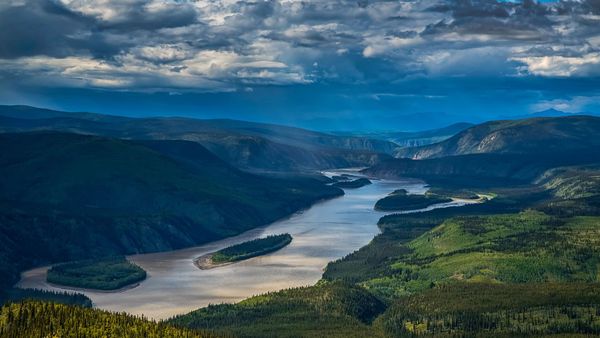 Yukon River viewed from the Midnight Dome, Dawson City, Yukon, Canada