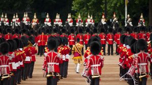 Guards Bands at Horse Guards Parade, London during Trooping the Colour 2014 (© Malcolm Park editorial/Alamy Live News)(Bing United Kingdom)