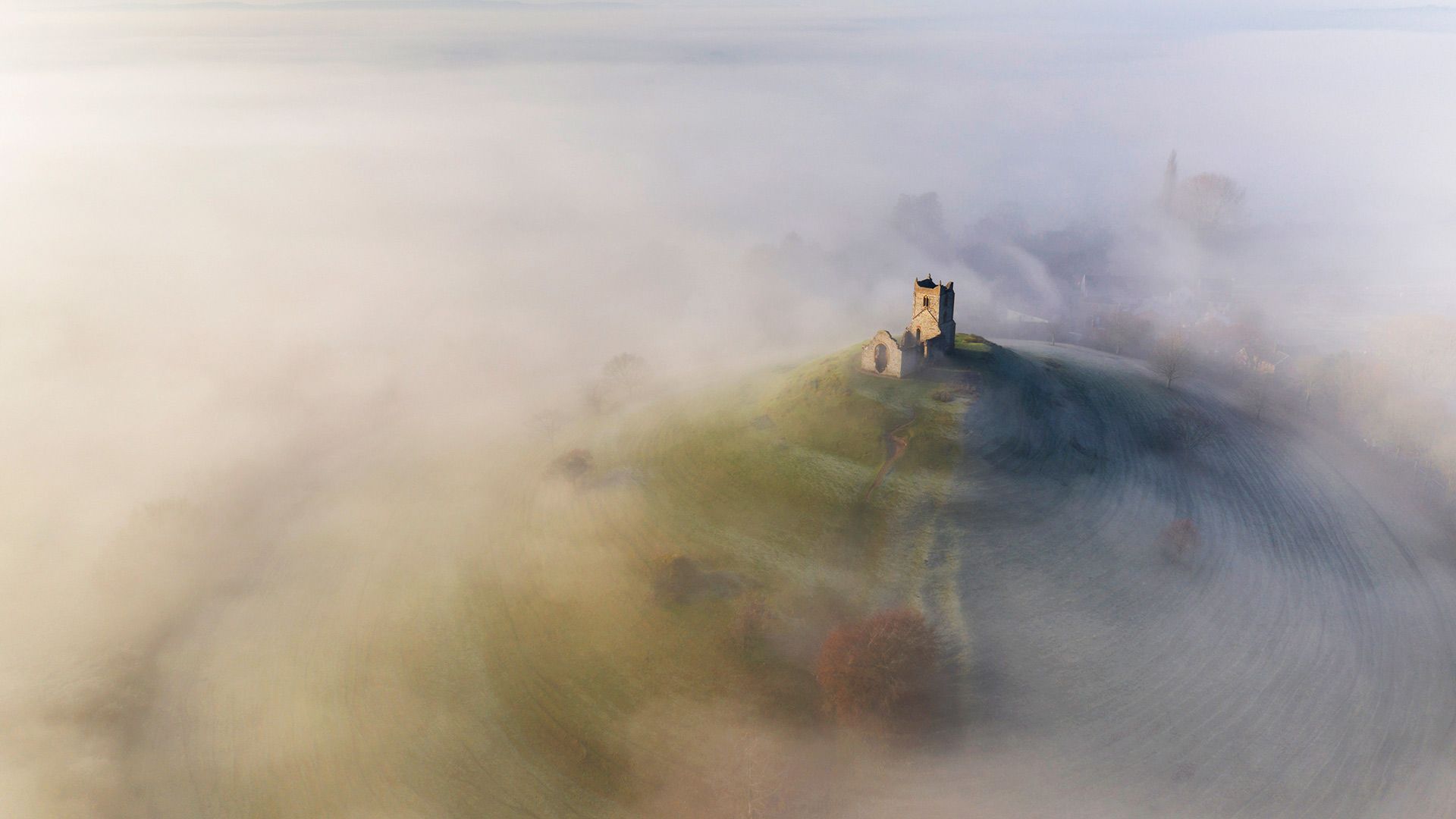 St Michael\'s Church on Burrow Mump, Burrowbridge, Somerset