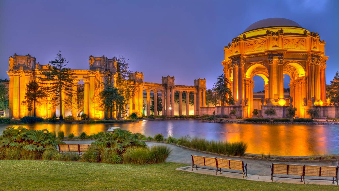 Palace of Fine Arts in the Marina District of San Francisco, California
