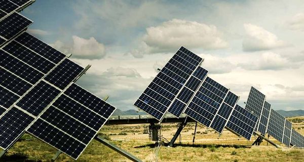 Photovoltaic arrays tilted to sun in Chino Valley, Arizona