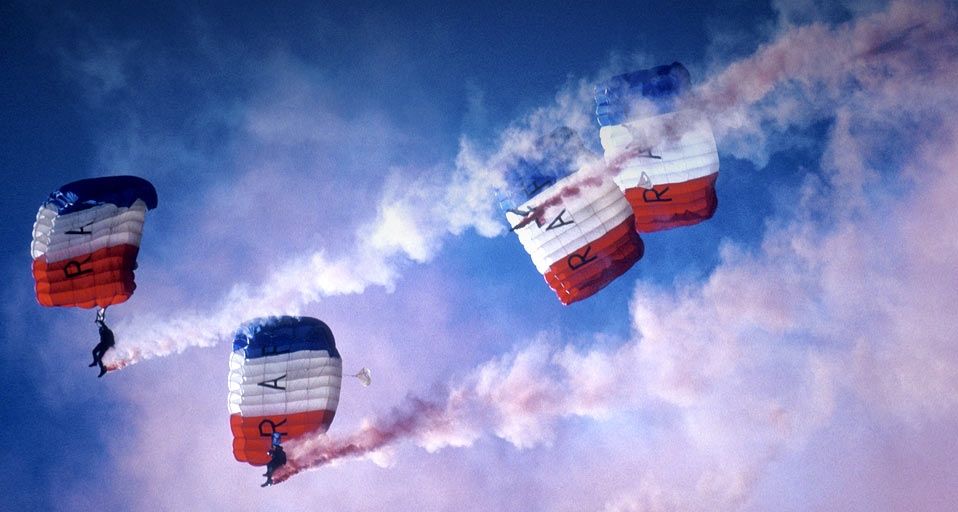 The Falcons parachute display team of the Royal Air Force