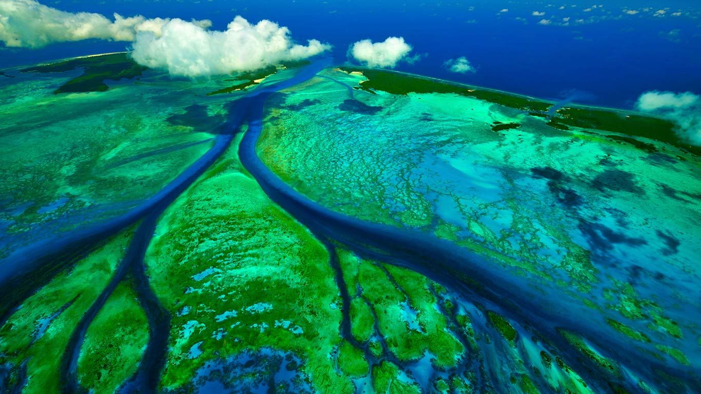 Tidal channels of Aldabra atoll near the Seychelles