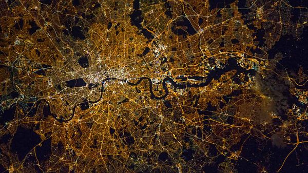 London and surroundings photographed from the International Space Station