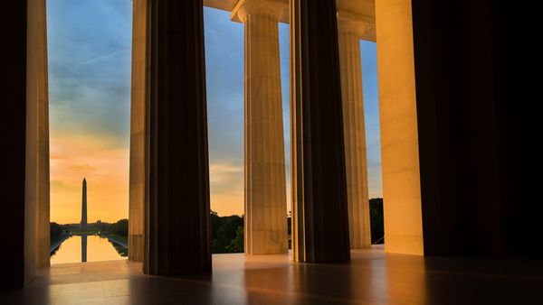 Washington Monument seen from Lincoln Memorial, Washington, DC